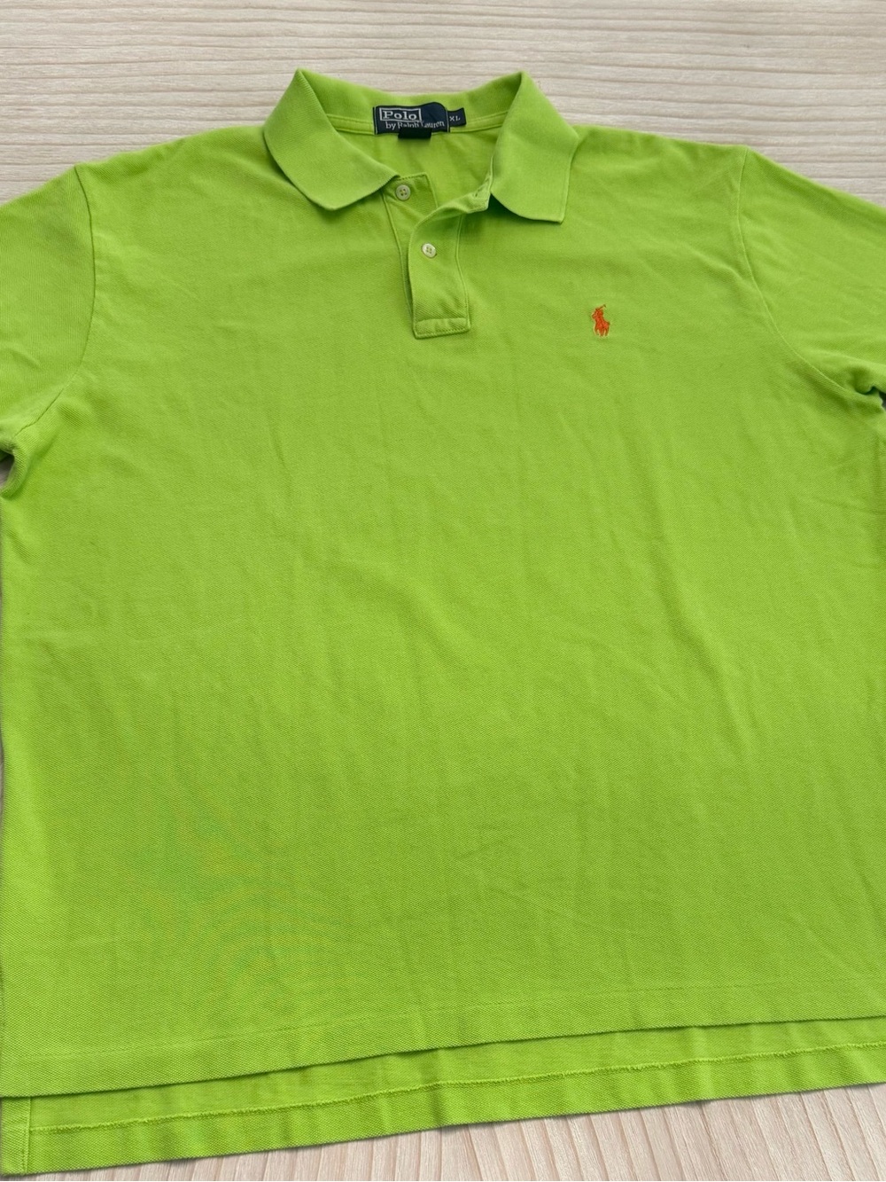Polo by Ralph Lauren Bright Lime Green Short Sleeve Polo with Orange Pony